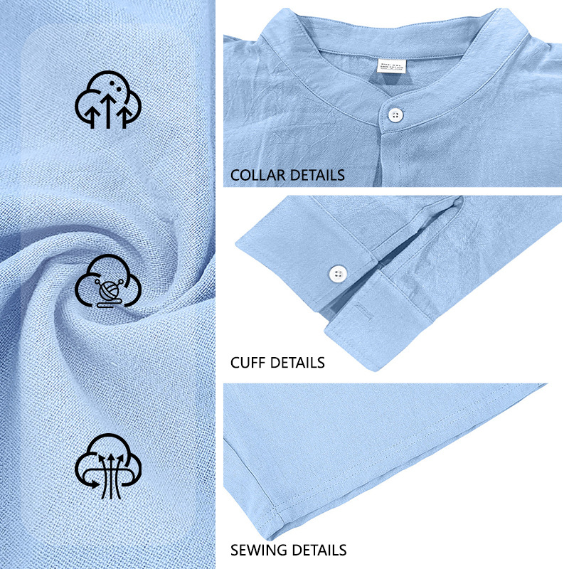 Transfronterizo Amazon hombre de verano de dos piezas camisa de botón de lino cardigán de manga larga camisa casual pantalones cortos set