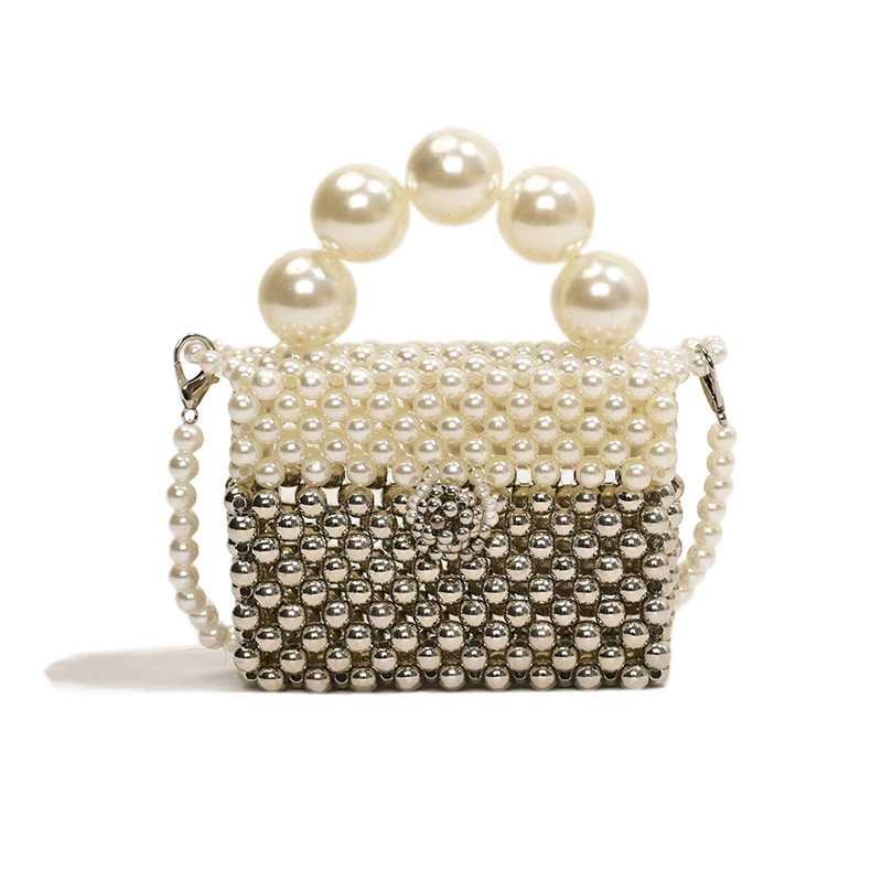 Bolsa de caja de princesa de aire extranjero, bolso de moda de perla de viento, bolso de mochila infantil, bolso de verano de comercio exterior nuevo color de contraste para niños