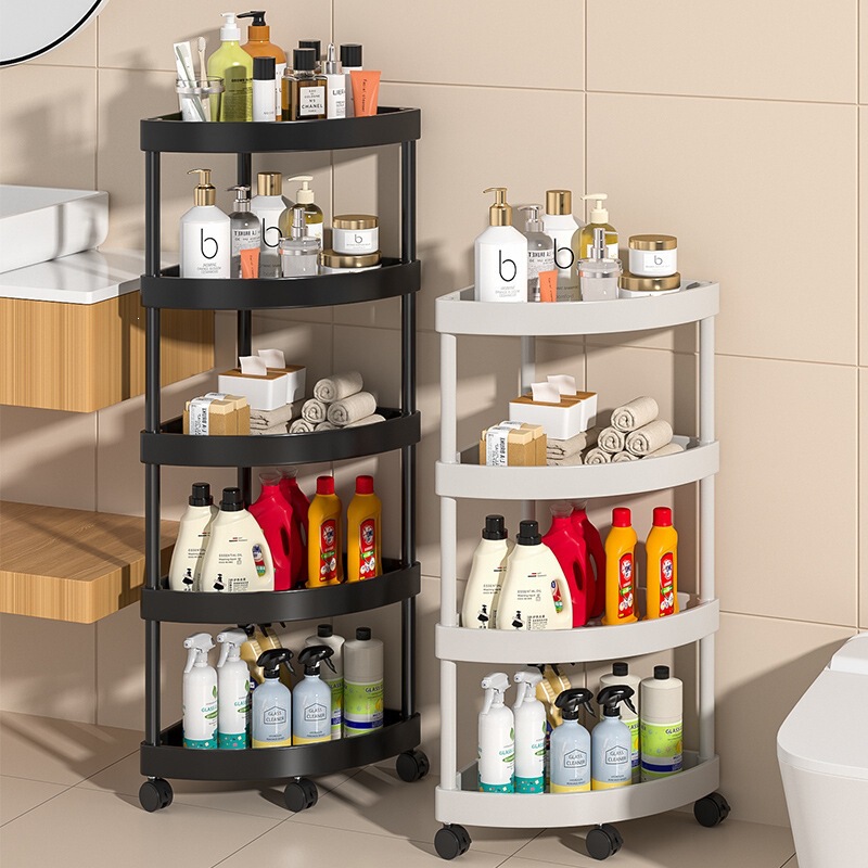 Floor-Standing Vertical Storage Rack Bathroom Toiletries Countertop Storage Corner Shelf Wall Corner Fan-Shaped Sliding Tripod Stand Floor-Standing Vertical Storage Rack Bathroom Toiletries Countertop Storage Corner Shelf Wall Corner Fan-Shaped Sliding Tripod Stand