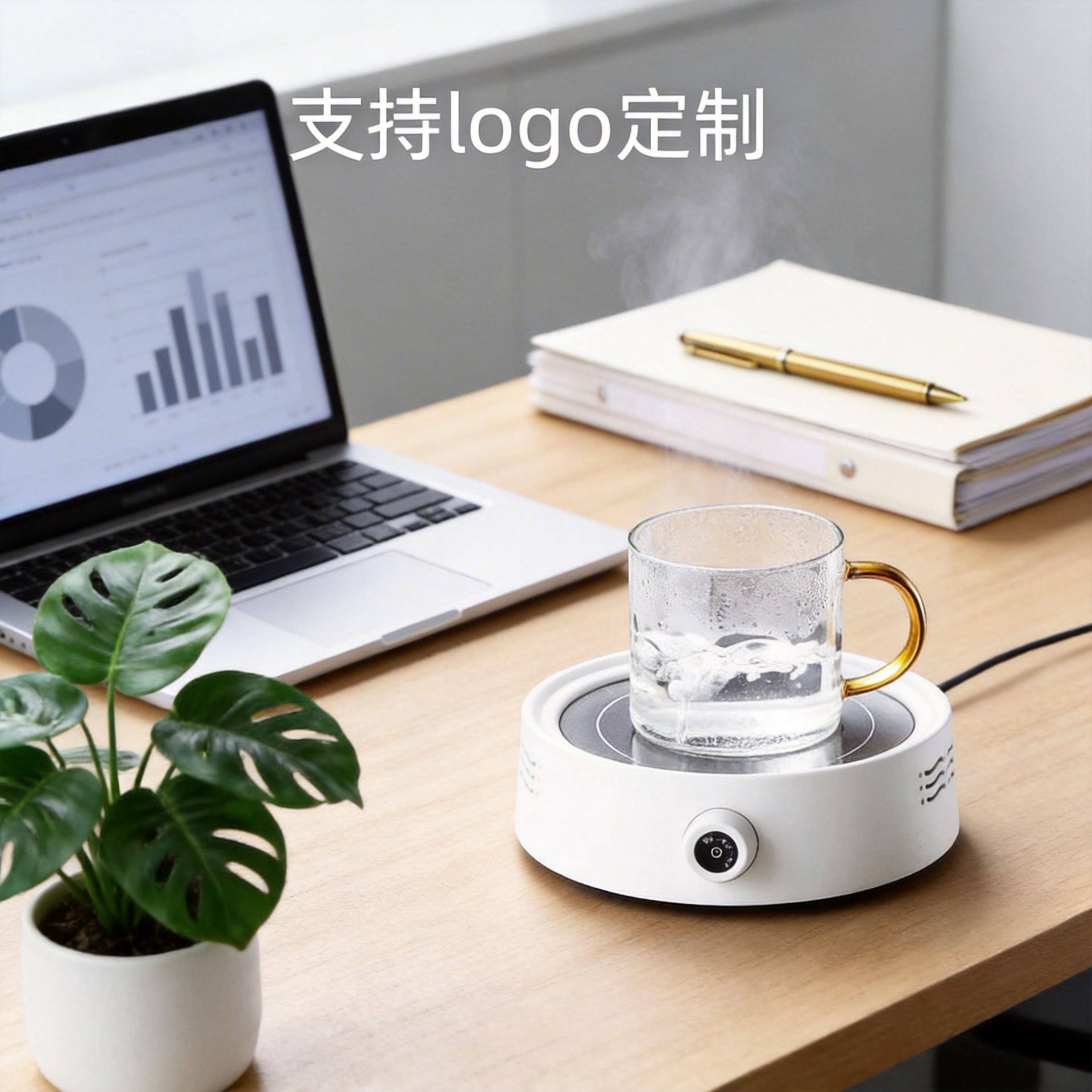 Taza de vidrio de borosilicato alto con asa y logotipo, adecuada para uso doméstico, regalo empresarial moderno y minimalista, taza resistente a altas temperaturas para té y café.