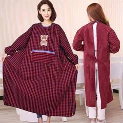 Apron smock worn backwards old coarse cloth household cleaning cotton plaid plus fertilizer to increase wear-resistant kitchen work clothes for men and women