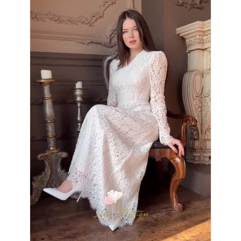 Amazon European and American Cross-Border 2026 Spring New Elegant and Graceful Long-Sleeve Lace Dress with a Waist-Cinching Design Amazon European and American Cross-Border 2026 Spring New Elegant and Graceful Long-Sleeve Lace Dress with a Waist-Cinching Design