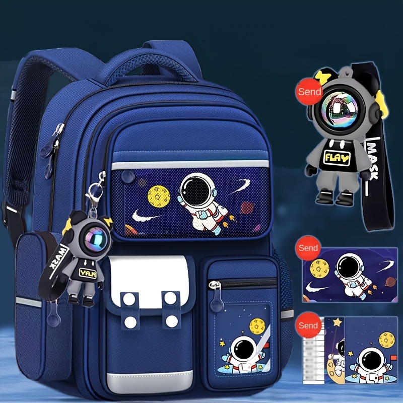 New Astronaut Children's Schoolbag for Boys in Grades One to Six, Lightweight Schoolbag with Spine Protection