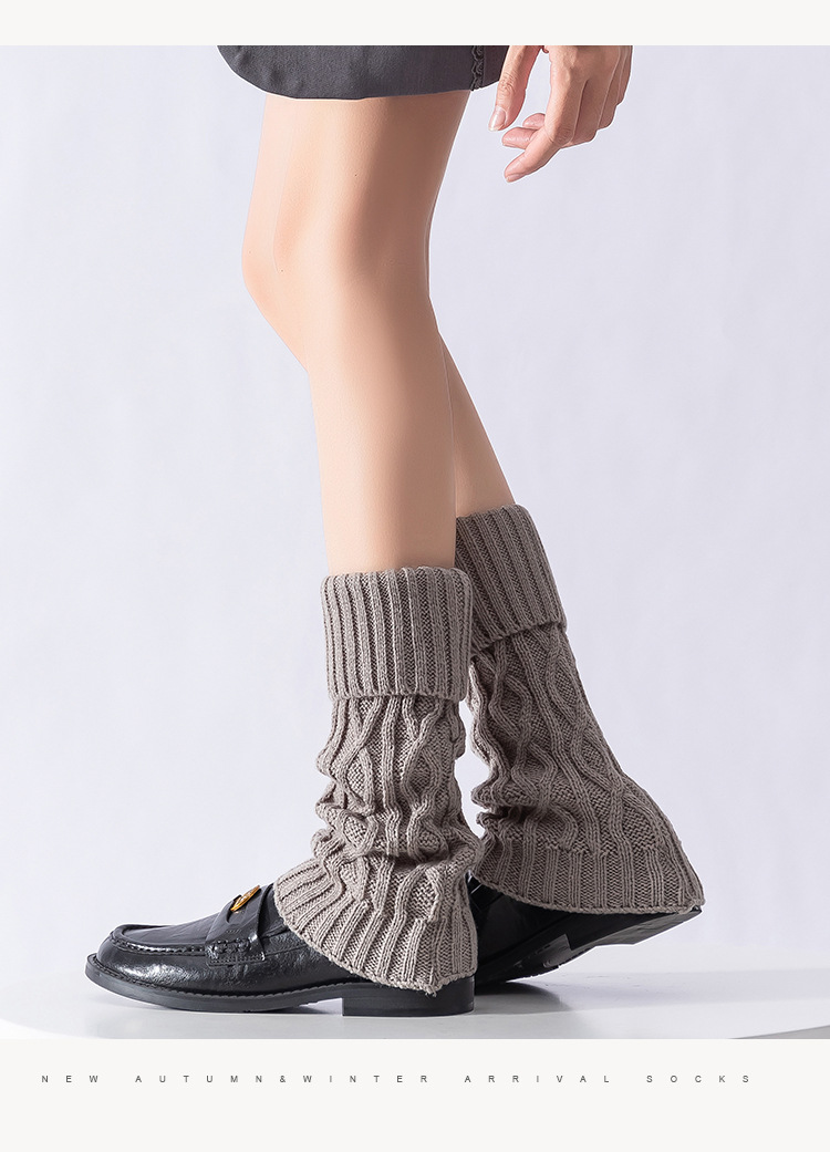 Leg Warmers Cotton Socks Women's Knitted Wool Warm Stacked Socks Mid Length Diamond Shaped Turn Down Socks Autumn And Winter Retro Calf Leg Covers_voghion.com