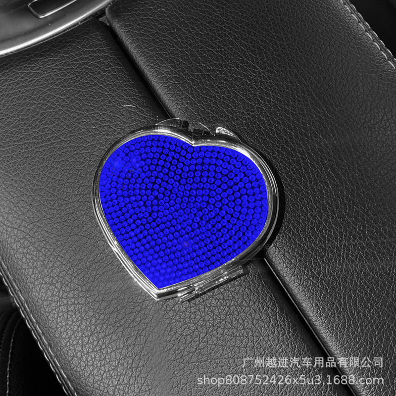 Espejo cosmético de mano plegable de doble cara espejo pequeño bolsillo lindo espejo cosmético pequeño espejo de mano portátil incrustado de diamante mini amor portátil