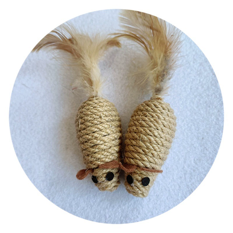 Кошка игрушка кошка поставляет пеньковая веревка перо мышь Self-Hi интерактивный укус забавная кошка игрушка для домашних животных пеньковая веревка мышь