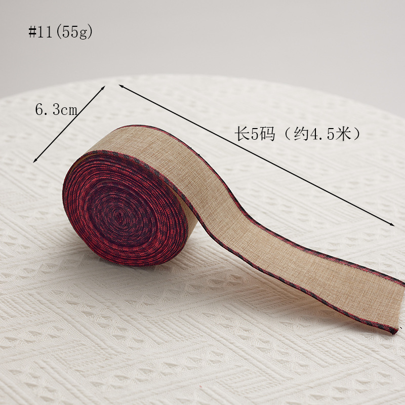 Buscando madera colgante de árbol de Navidad cinta DIY arco material decoración 5cm cinta de Navidad impresión lino