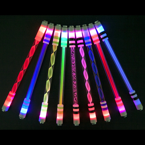 Rotary Pen Wholesale Light Rotary Pen Acrylic Transparent Glass Model Resistant to Novice Rotary Pen Cool Colorful Slow Flashing Light