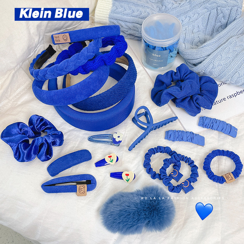 Klein Hairdressing Hair hoop Hairpin blue Hairpin Hair rope Autumn and winter Hair band Card issuance Clamp Headdress Tousheng