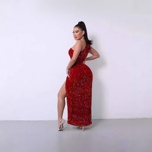 2024 New European and American Foreign Trade Women's Independent Station Amazon Independent Station Sleeveless Sequin Dress dress Dress