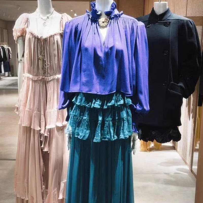 2026 Early Autumn New Niche Blue Ruffled Stand Collar Puff Sleeve Shirt Loose Versatile Short Top for Women 2026 Early Autumn New Niche Blue Ruffled Stand Collar Puff Sleeve Shirt Loose Versatile Short Top for Women