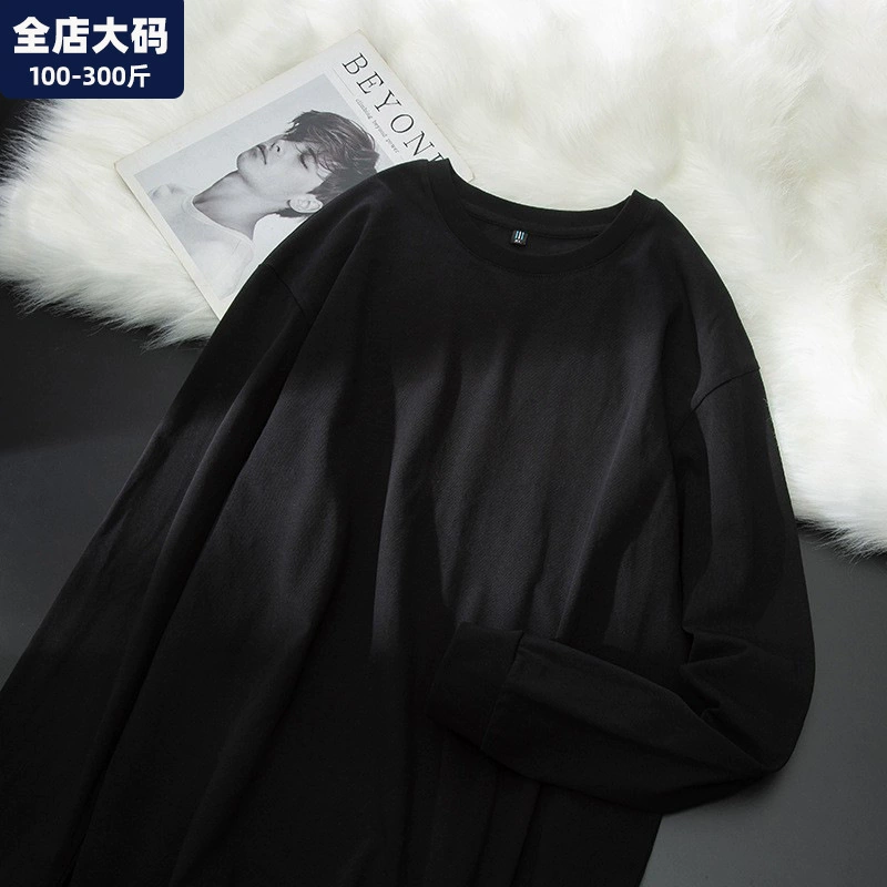 Тяжелый свитер мужской весенний новый хлопковый нижний свитер мужской свободный повседневный толстяк плюс жир плюс большой размер мужской одежды
