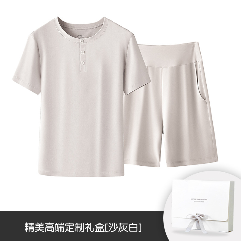 Pijamas de algodón de fibra larga para mujer, traje fino antiácaros de manga corta para primavera, otoño y verano, ropa para el hogar