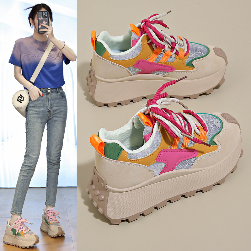 Women's Shoes 2026 New Popular Summer Breathable Women's Shoes Trendy Thick-Soled Height-Increasing Dad Shoes Non-Slip Sneakers Women's Shoes 2026 New Popular Summer Breathable Women's Shoes Trendy Thick-Soled Height-Increasing Dad Shoes Non-Slip Sneakers