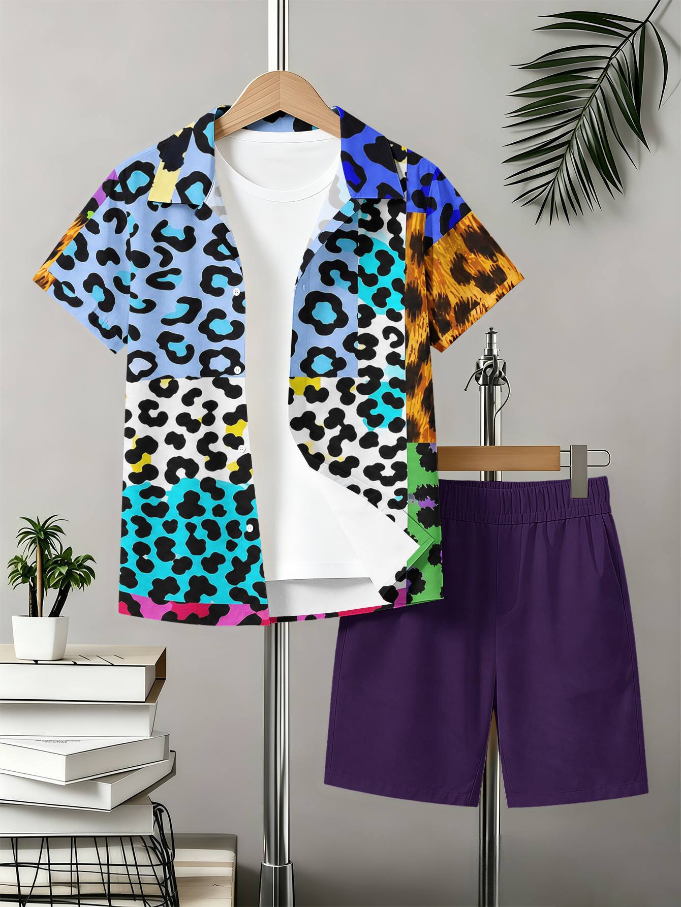 Boys Shirt And Shorts Set With 3d Printed Patterns For Summer_voghion.com