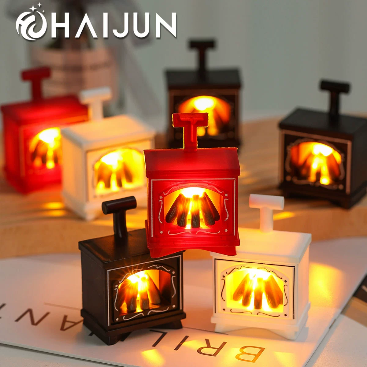 Маленький кросс-бордерный каминный светильник-свеча, мини-камин, имитация дров, атмосферная лампа, рождественское украшение, ретро-ночник, декоративные элементы