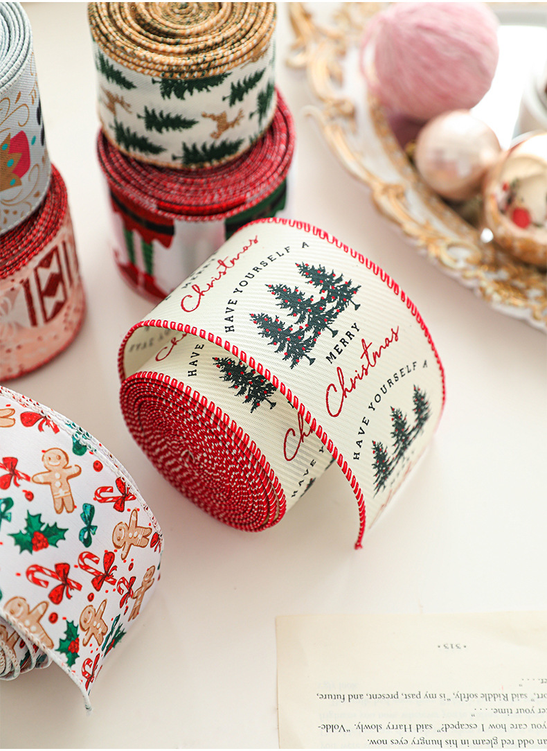 25g Weight Colored Ribbons Event & Party Supplies 1 Roll Quantity Holiday, Banquet Occasion Christmas Festival Gingerbread, Letter Pattern Cartoon Style, Cute Style Christmas Cartoon Style Cute Gingerbread Letter Holiday Banquet Colored Ribbons Party Accessories 6