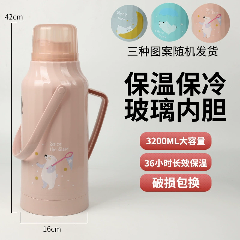 Capacious thermos for elementary school students for home use, glass liner