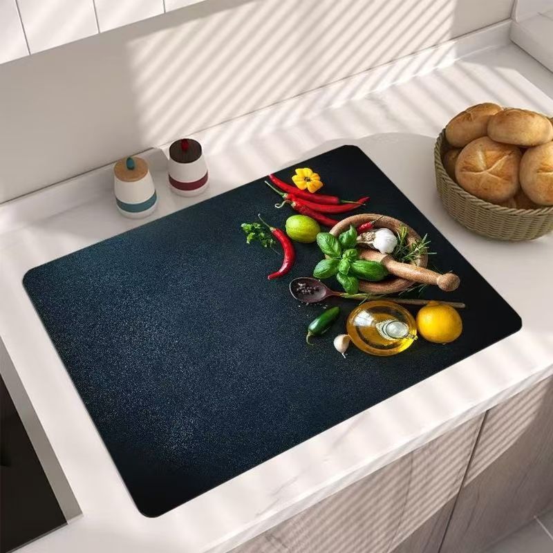 Cocina americana transfronteriza almohadilla de drenaje de agua de escritorio de absorción de agua de secado rápido almohadilla de escritorio resistente al desgaste de barro de diatomeas aislamiento térmico almohadilla antideslizante image 10