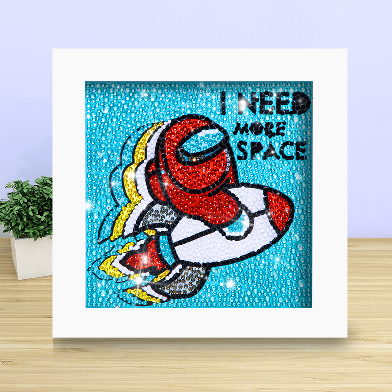 Pintura de diamante DIY con marco de fotos para enviar lleno de diamantes y pintura de diamantes para hacer pintura al óleo de dibujos animados educativos para niños 2024 ladrillo pegajoso y diamantes brillantes