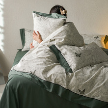 蝴蝶复古美式田园新款床上四件套纯棉全棉床单被套床笠床品1.5m