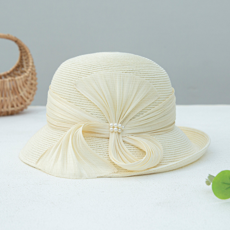 High-End Real Silk Linen Straw Hat For Women, Foldable Sun Hat, Rolled Edge Beach Hat, Summer Korean Style Versatile Sun Hat Wholesale - Thumbnail 6