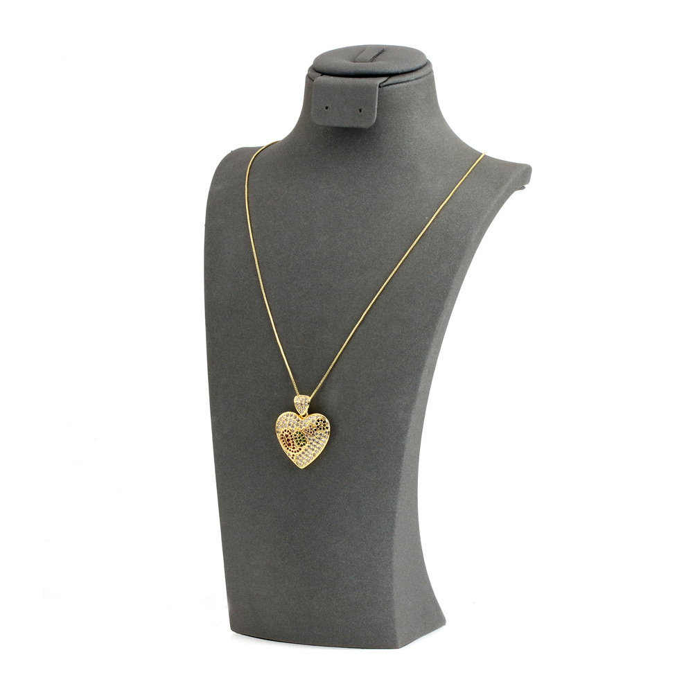 Fashion Heart Shape Copper Plating Zircon Pendant Necklace 1 Piece