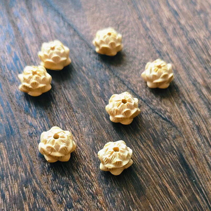雕刻莲花饰品手工梅花配件隔珠创意民族风编钥匙扣手机链工艺品花|undefined