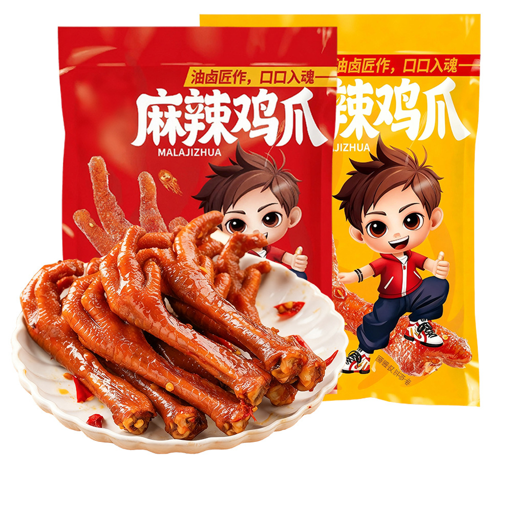 油卤老卤鸡爪辣卤廖记香辣卤香鸡爪四川特产网红小零食追剧解馋土