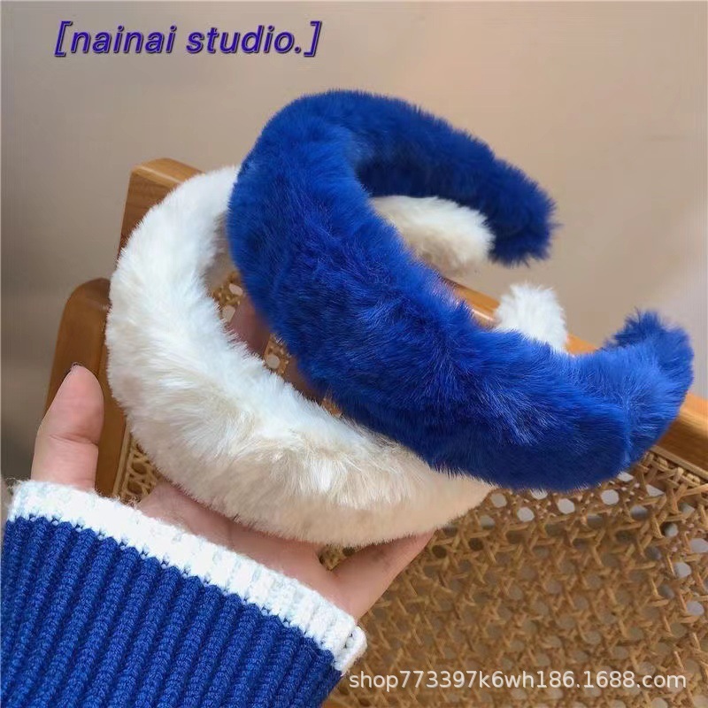 Autumn and winter Soft sister Solid Maomao Hair hoop Thick Plush Head hoop Hairpin Hairdressing