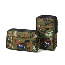 厂家现货男士帆布腰包平口拉链迷彩穿皮带加大手机包杂物包横竖版