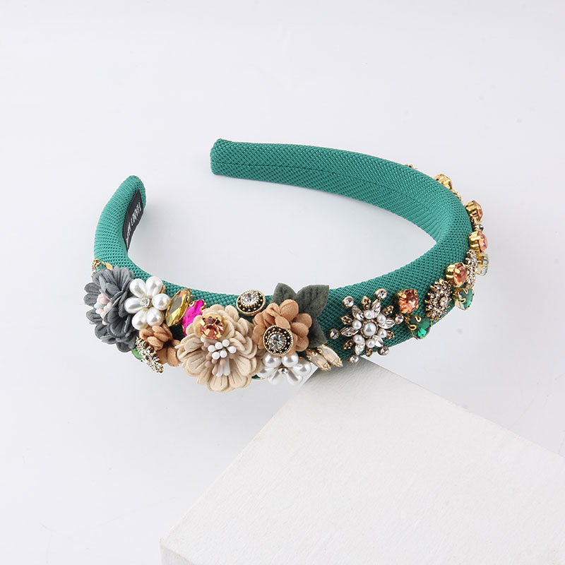 Women's Fashion Flower Cloth Diamond Artificial Pearls Hair Band display picture 4
