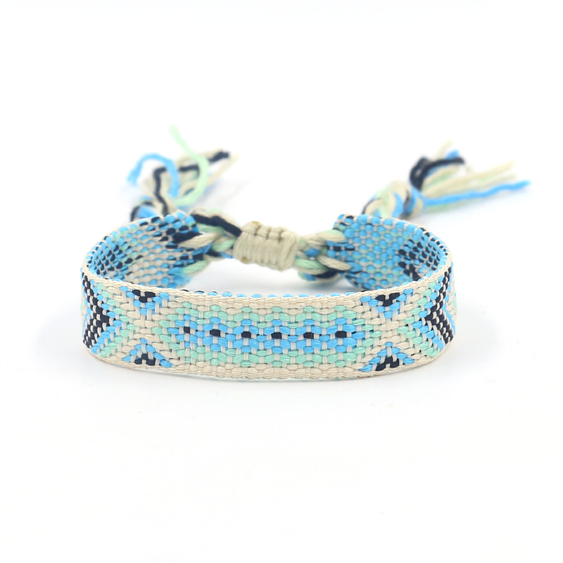 Nueva Cruz-frontera popular de color bohemio tejido pulsera fans correa de muñeca pulsera de la Amistad artística