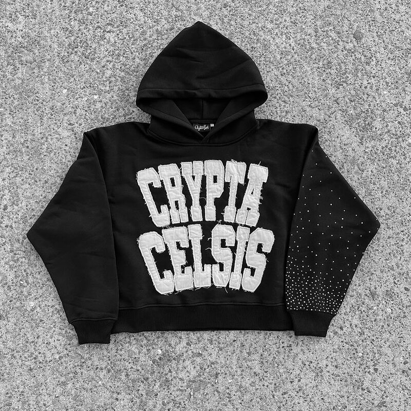 European and American Export Hiphop Hip-Hop Style Letter Patch Hoodie Personalized Niche Design Sweatshirt Trend European and American Export Hiphop Hip-Hop Style Letter Patch Hoodie Personalized Niche Design Sweatshirt Trend