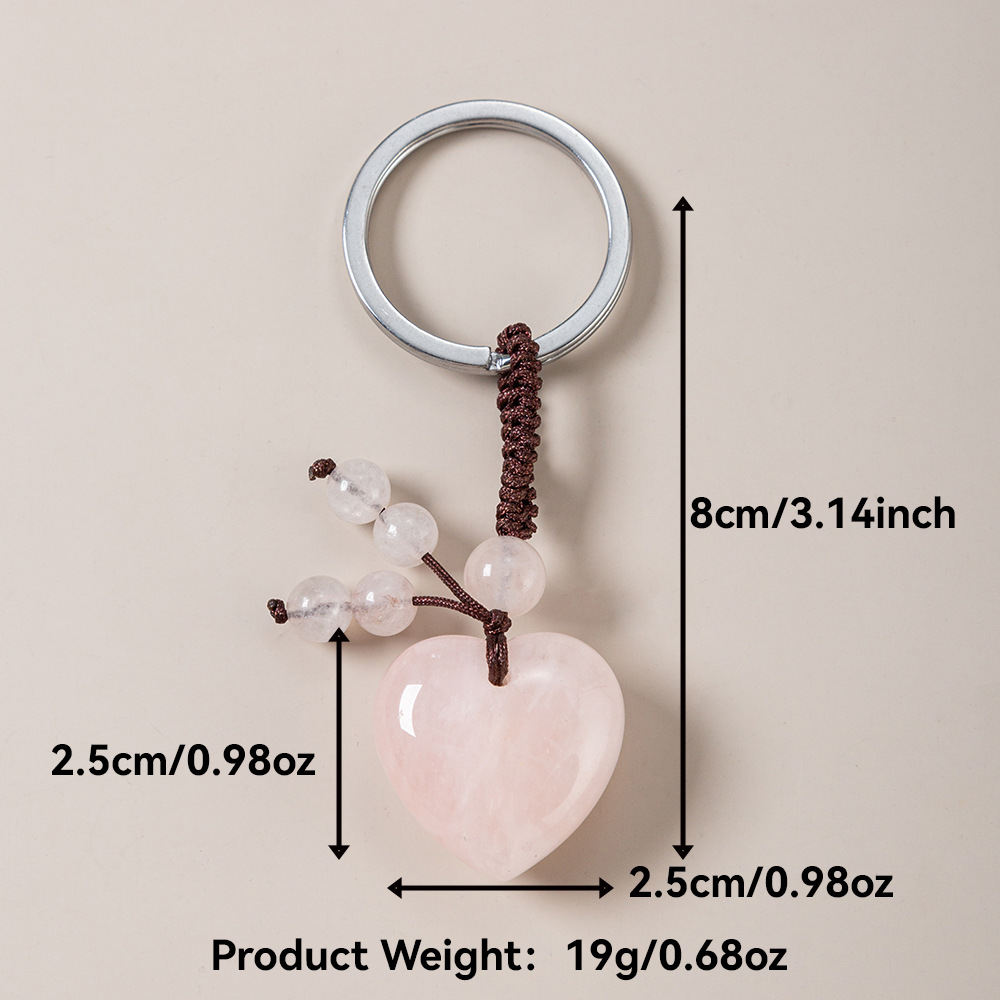 21g Weight Keychain Classification 1 Piece Quantity Holiday, Daily Occasion Crystal, Agate Material Heart Shape Pattern Unisex Gender Simple Style Style Simple Style Heart Shape Crystal Agate Unisex Keychain 10