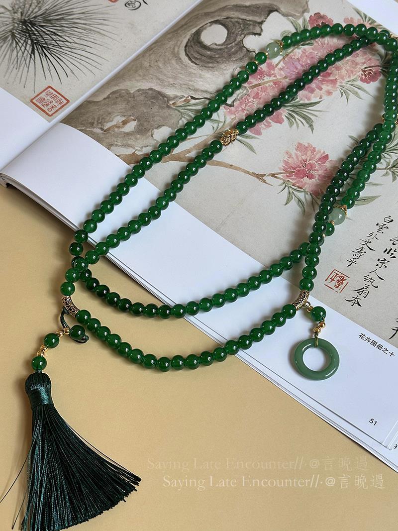 Crossbody necklace-130cm borla verde