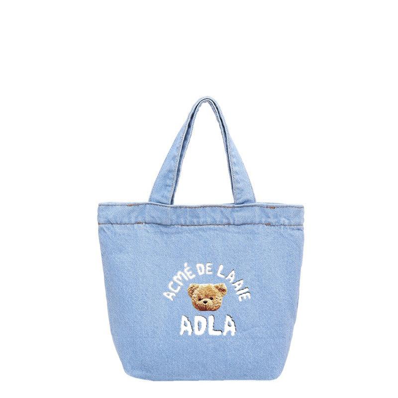 Bolsos vaqueros de lavado de dibujos animados japoneses de gran capacidad estudiantes bolsos de cubo de agua portátiles lindos loncheras