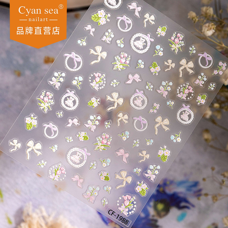Cyansea Cross-Border Popular French-Style Sweet Tulip Bow Nail Decoration Stickers DIY Phone Case Planner Cyansea Cross-Border Popular French-Style Sweet Tulip Bow Nail Decoration Stickers DIY Phone Case Planner