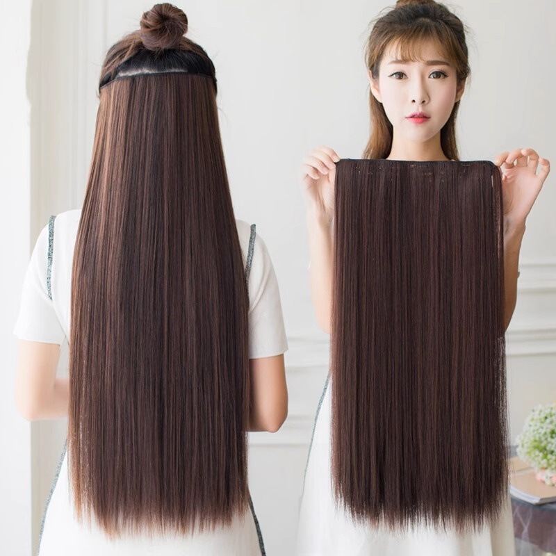 Hairpiece for Women with Long Hair, One-Piece Invisible Seamless Synthetic Hair, Fluffy Seamless Long Straight Hair, Hair Volume Increase, Hair Extension Wig