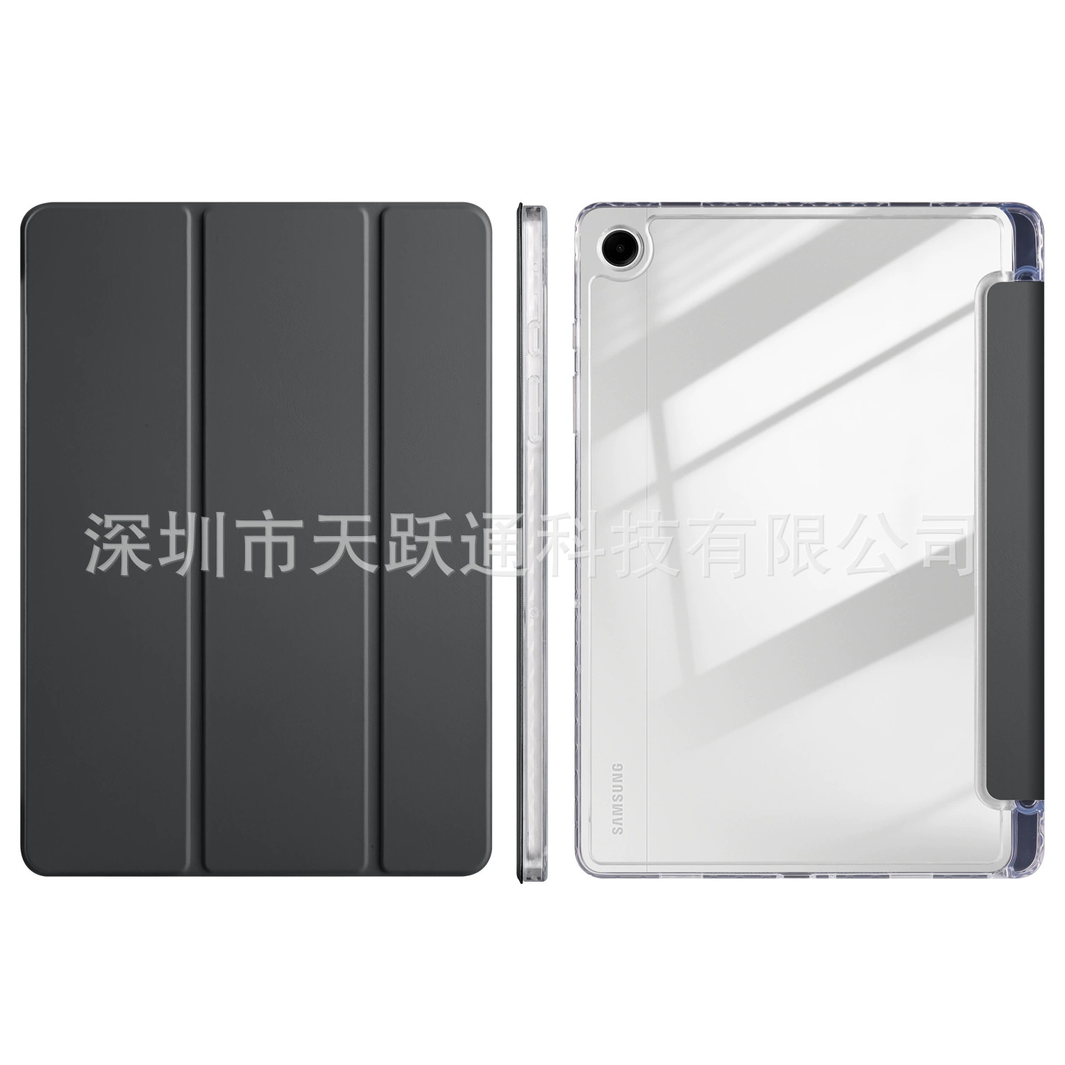Подходящий защитный чехол из акриловой тройной складной для Samsung Galaxy Tab A9 Plus S10+ с высокой проницаемостью и отделением для ручки