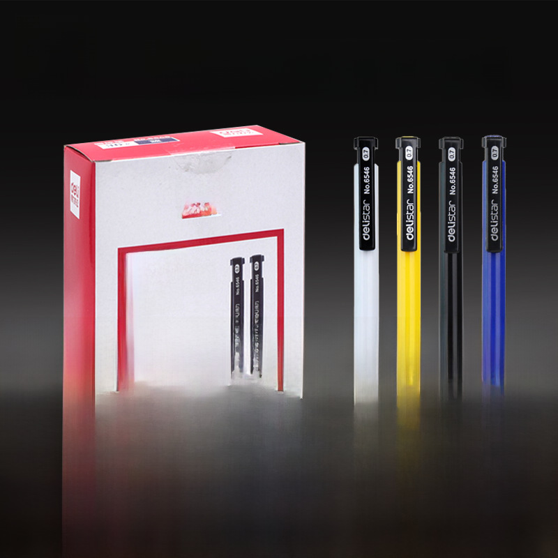 得力文具6546圓珠筆 藍色按鍵按動原子筆0.7mm 文化辦公用品批發