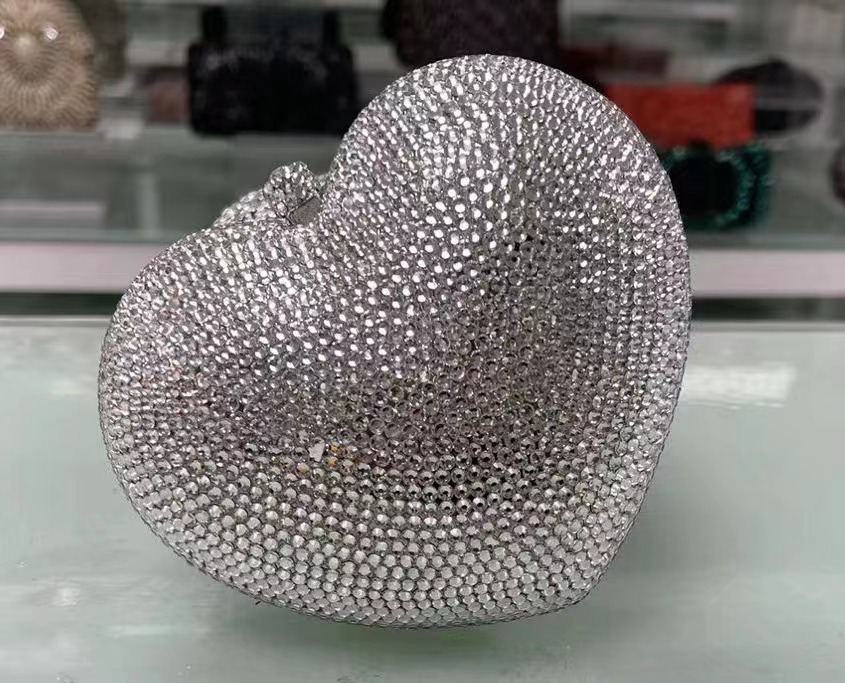Túi clutch nữ đính kim cương thủ công đế bằng dự tiệc — Cuộn tròn đô la/phấn màu chi tiết 21