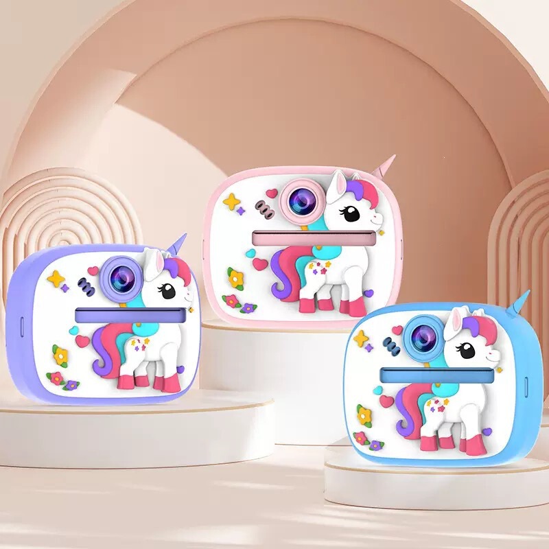 Children's Instant Camera, Cartoon Unicorn Mini Printing Camera, Can Take Photos and Videos, Small Slr Toy