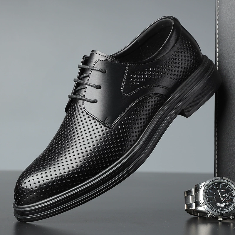 Летняя полая кожаная обувь, мужская деловая формальная кожаная обувь на 6 см, поколение обуви с кружевными отверстиями для волос, увеличенная на 8 см