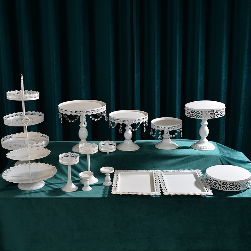 Diseño de boda europea decoración de mesa de postres set de té de la tarde refrigerio bandeja de pastel estante de exhibición mesa de descanso de té