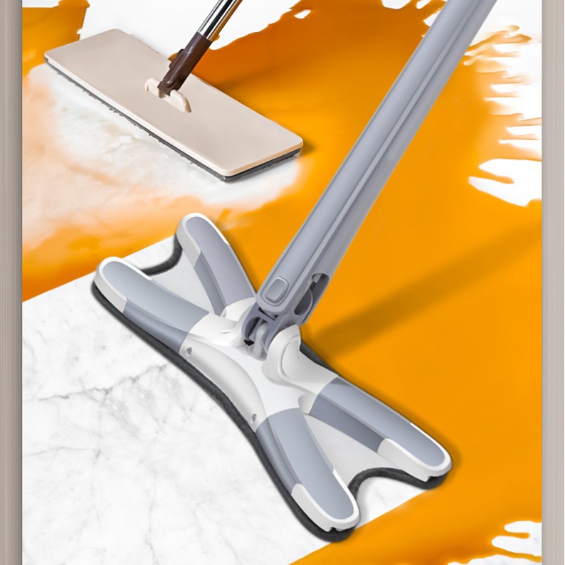 Mopa manos libres Butterfly para uso doméstico, limpieza en un solo paso, doble uso para seco y húmedo, mopa plana en forma de X, mopa fácil para limpiar pisos.