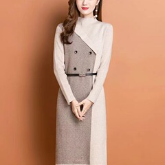 法式优雅长袖连衣裙女秋冬季2025时尚新款百搭显瘦气质针织打底裙