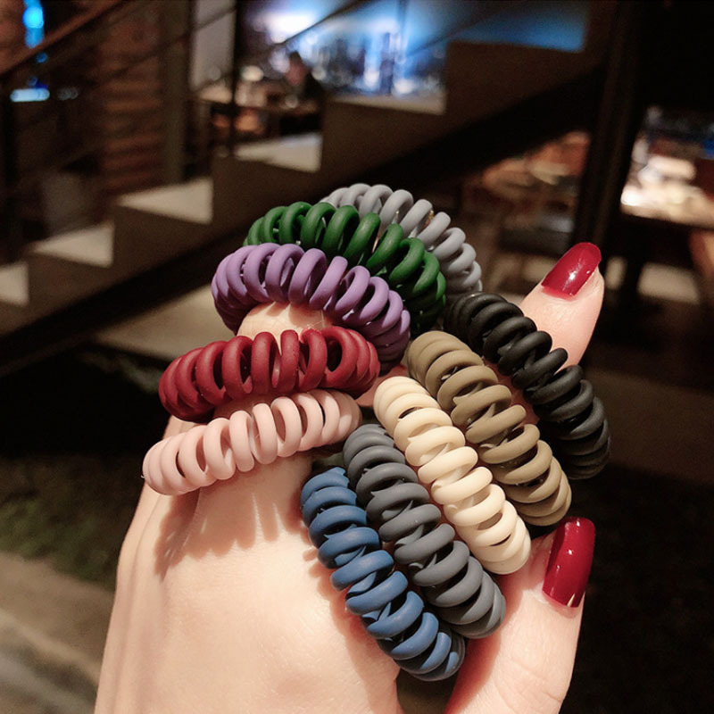 ネットセレブ カラフル電話コード ヘアゴム レディース ヘアロープ 韓国つや消し シンプル ゴムバンド ヘアネット ネットセレブ ヘアロープ ベーシックモデル|undefined