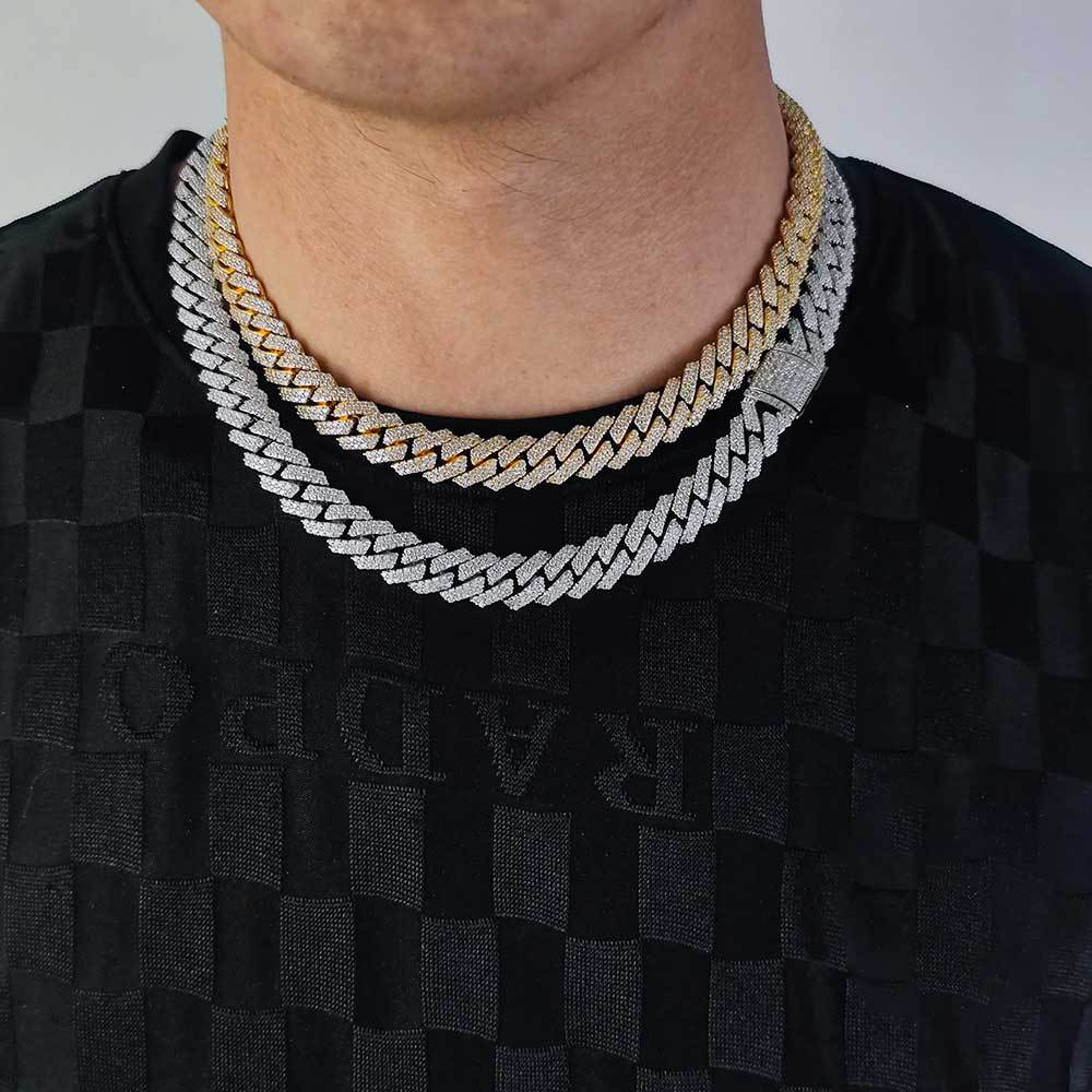 130g Weight Zircon Inlay Material Necklace Classification Hip-hop Geometric Copper Inlay Zircon Necklace
