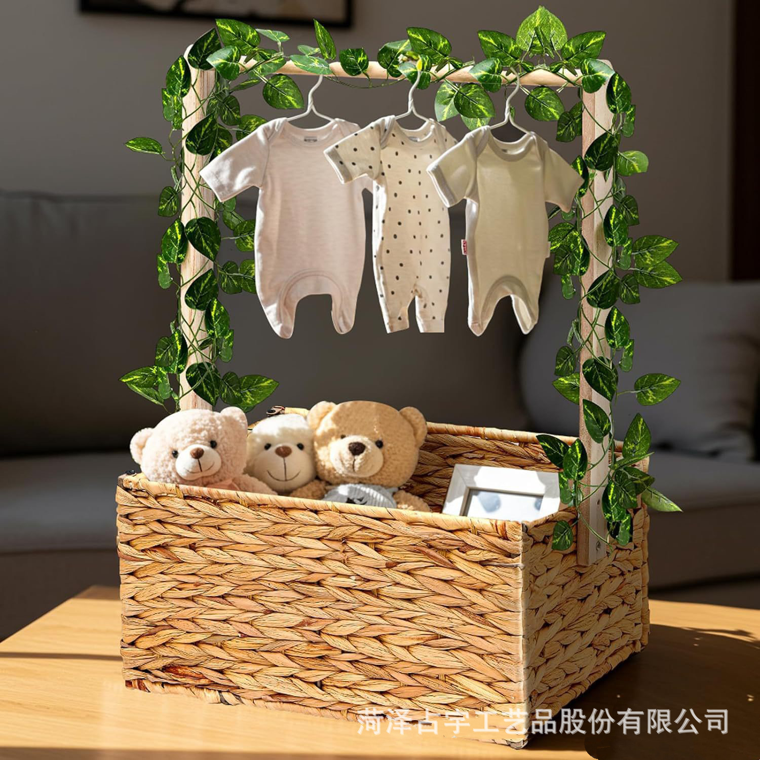跨境手工编织婴儿用品收纳篮新生儿礼物衣服储物筐儿童玩具篮衣架